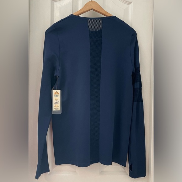 C&C California long-sleeve mesh-accent crewneck blue performance shirt, NWT, L - Picture 2 of 8